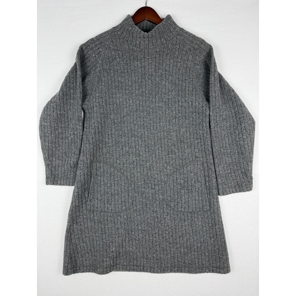 VTG The Territory Ahead Small Lambswool Ribbed Mock Neck Sweater Dress Italy